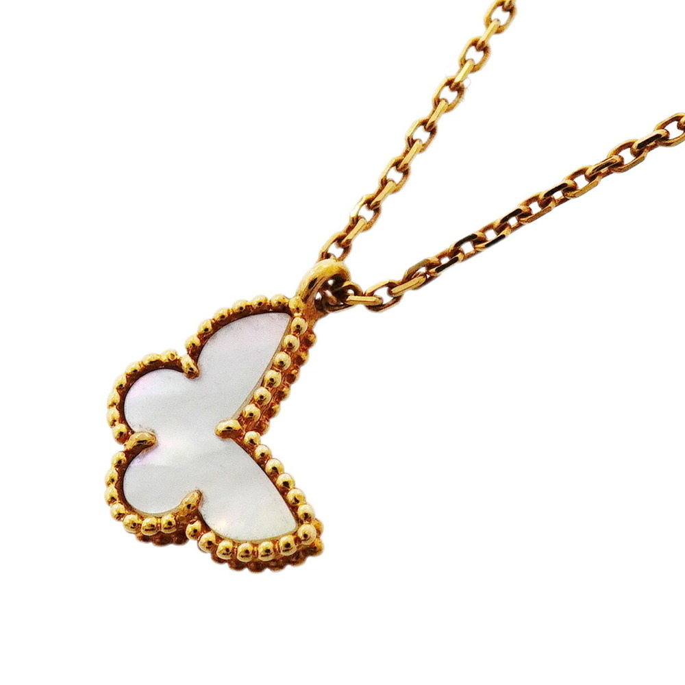 Van Cleef & Arpels Sweet Alhambra Papillon Necklace, 18K Yellow Gold, Mother-...